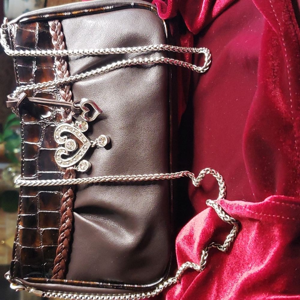 BRIGHTON CROSSBODY PURSE WITH CRYSTAL HEART ORNAMENT